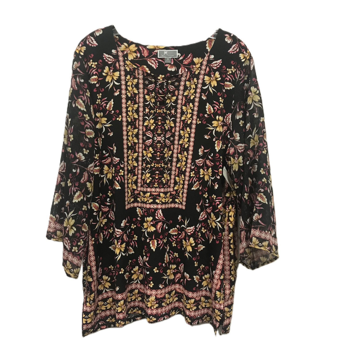 Black Top Long Sleeve By Jm Collections, Size: 1x