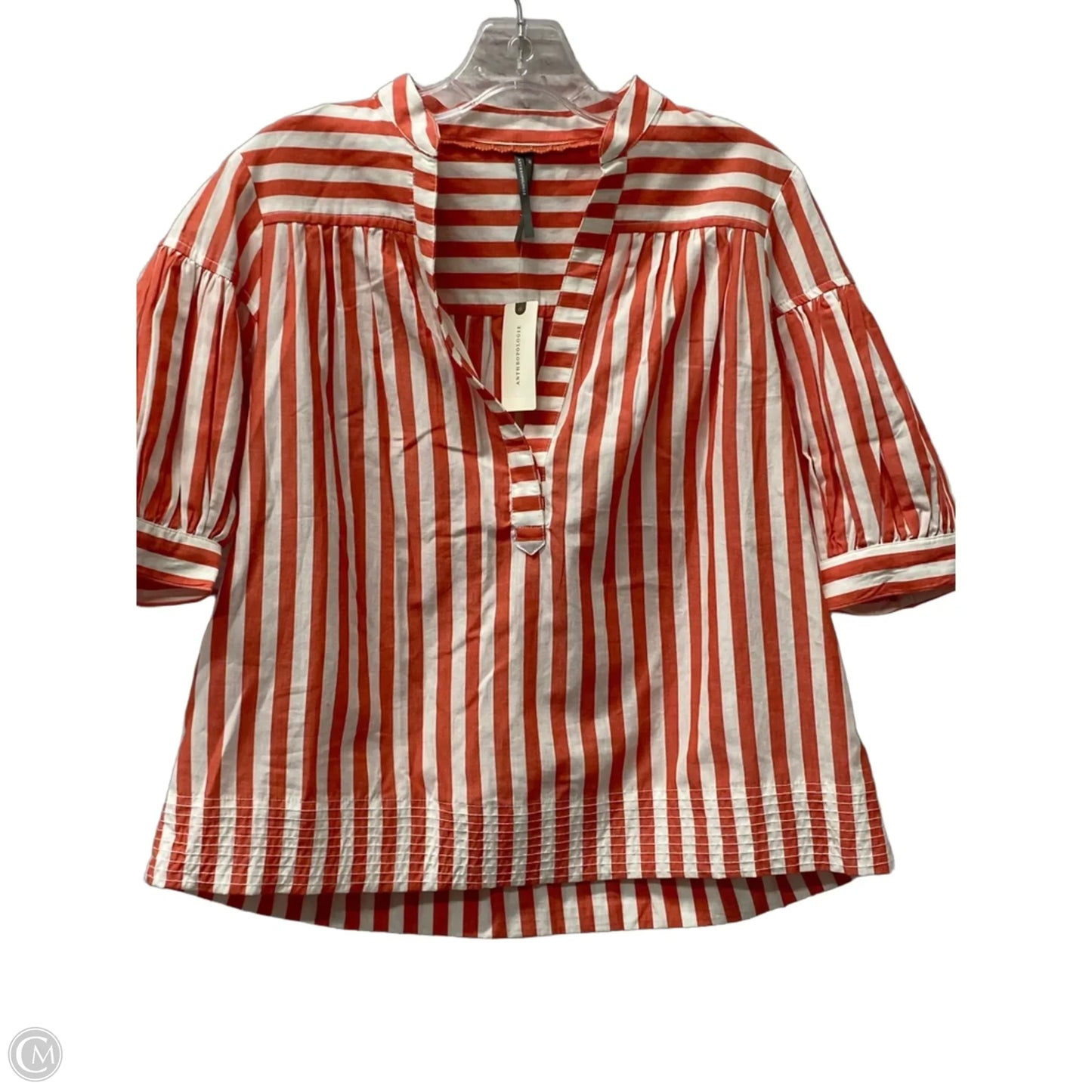Top Short Sleeve By Anthropologie In Red & White, Size: Xs