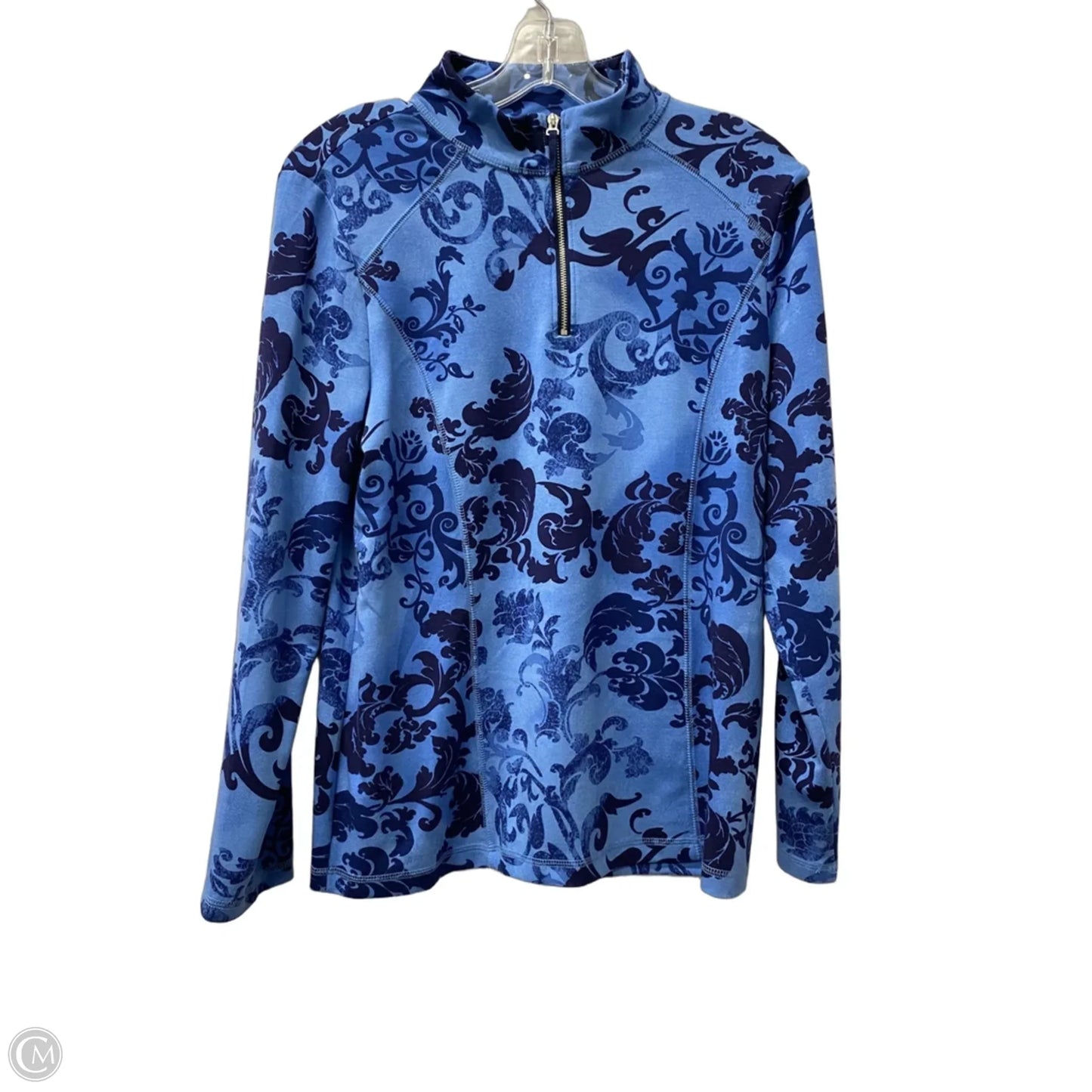 Athletic Top Long Sleeve Collar By Chicos In Blue, Size: M
