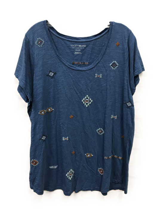 Blue Top Short Sleeve Basic By Lucky Brand, Size: 1x