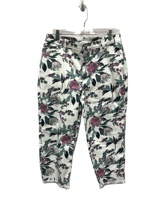 Floral Print Jeans Cropped By Chicos, Size: 8