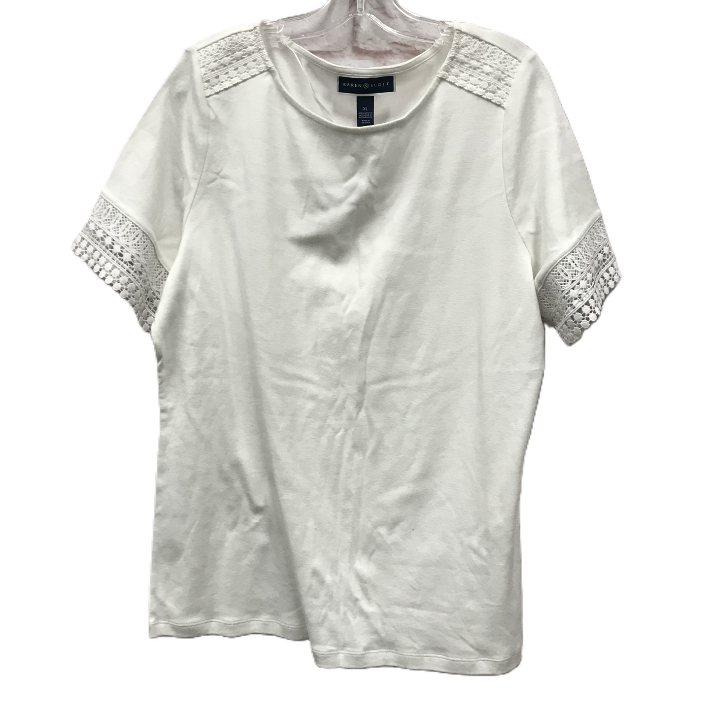 White Top Short Sleeve By Karen Scott, Size: Xl