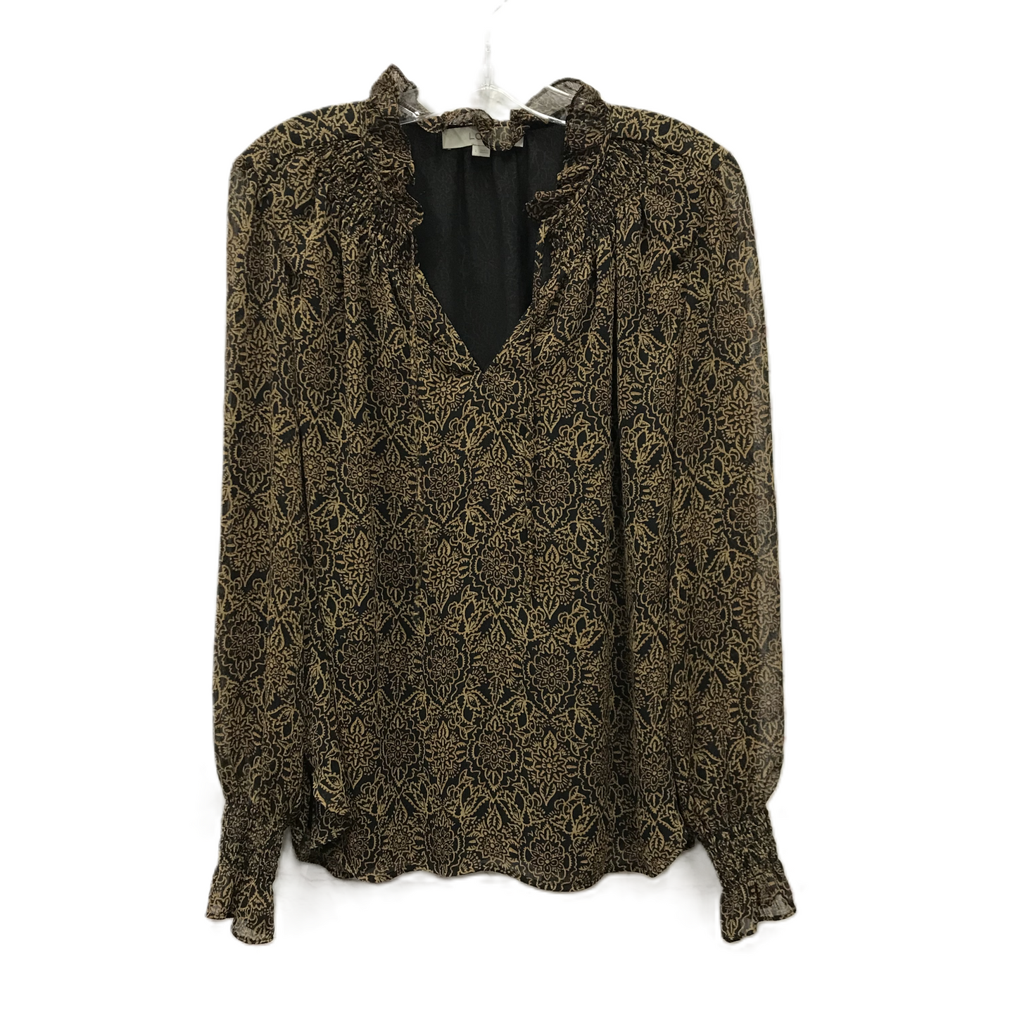 Brown Top Long Sleeve By Loft, Size: L
