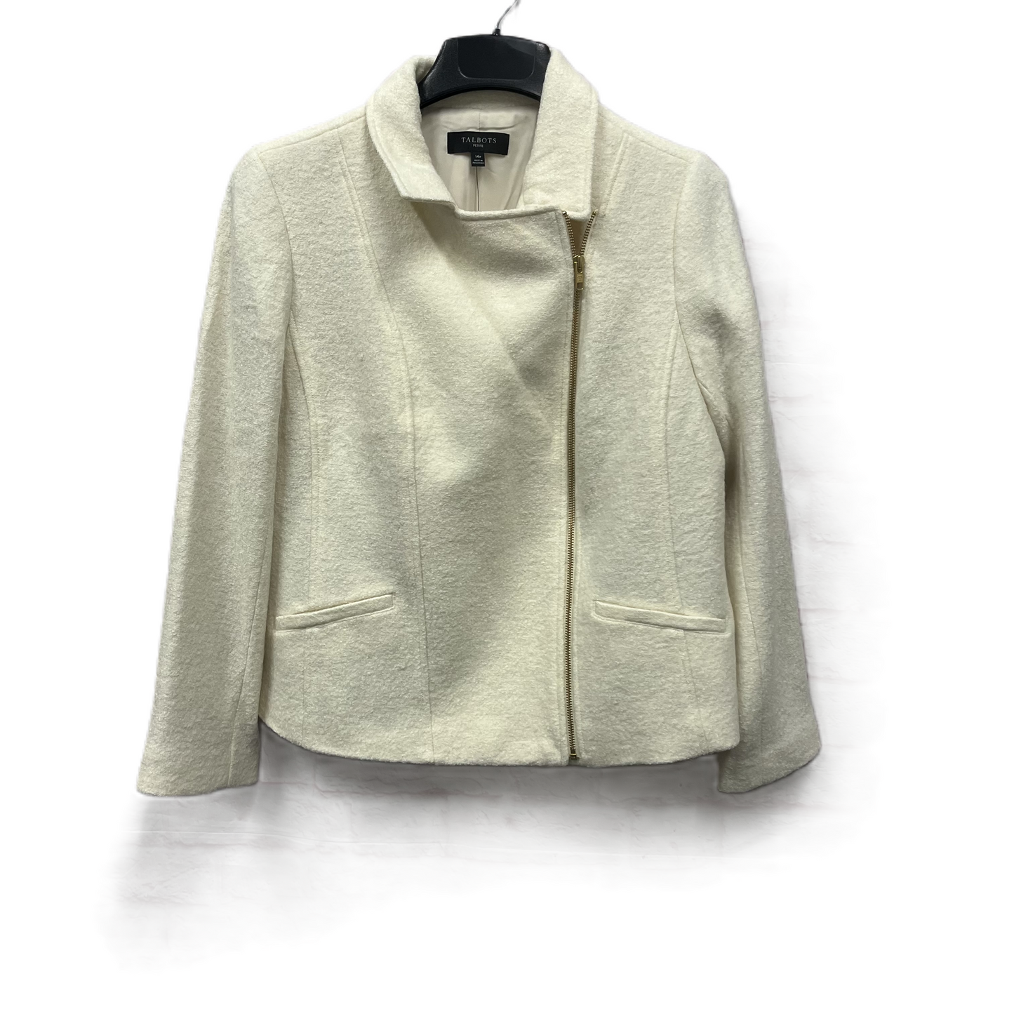 Jacket Moto By Talbots In Ivory, Size: L