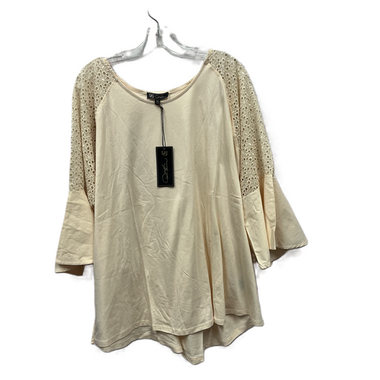 Top Short Sleeve By DG2  In Beige, Size: 3x