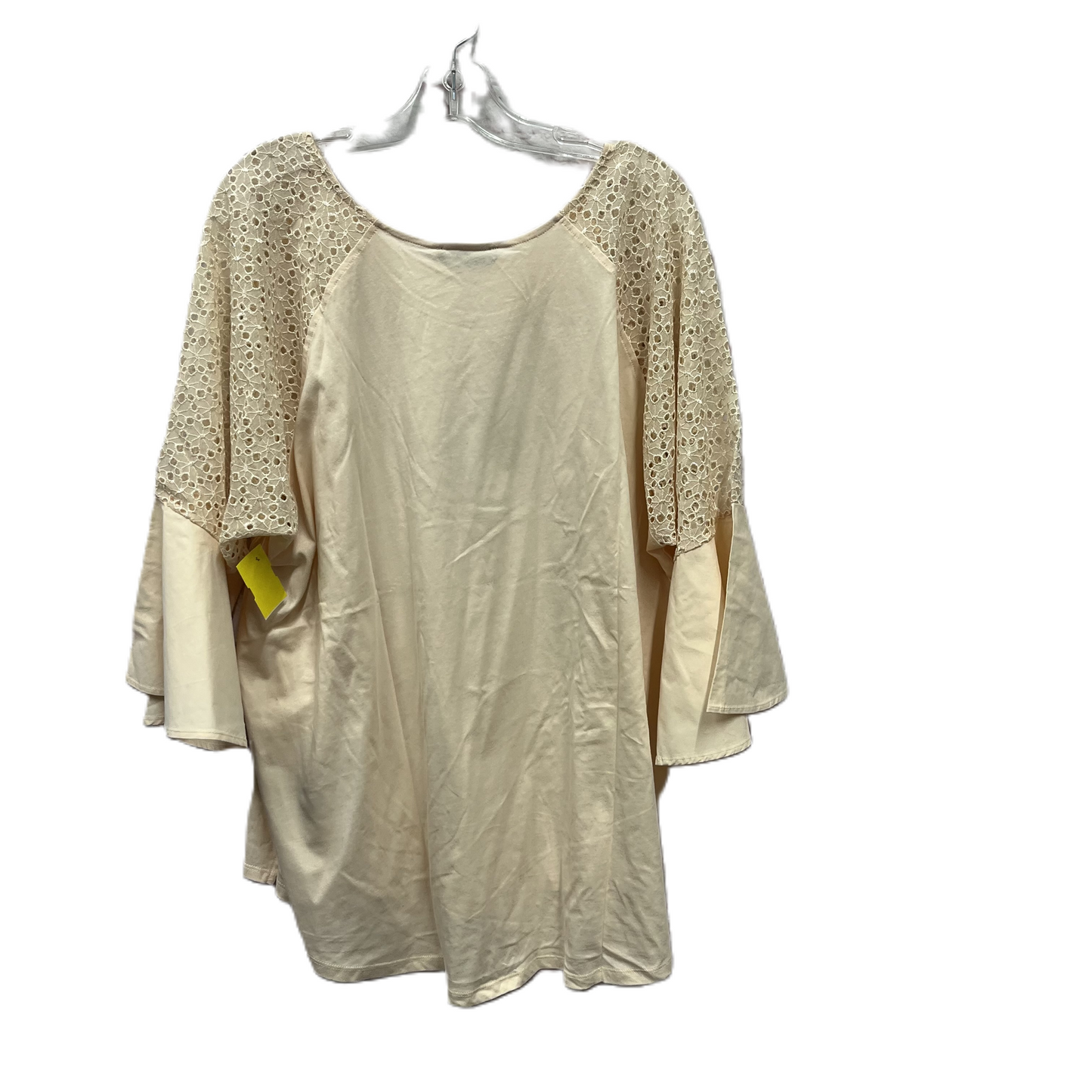 Top Short Sleeve By DG2  In Beige, Size: 3x