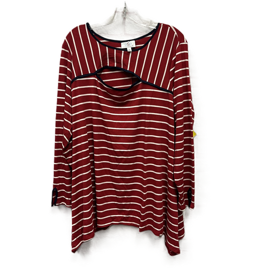 Top Long Sleeve By Cme In Red & White, Size: 3x