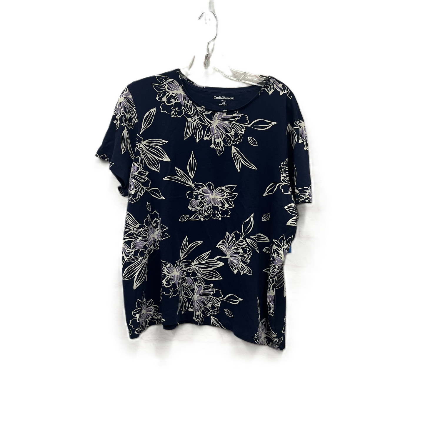 Top Short Sleeve Basic By Croft And Barrow In Navy, Size: 2x