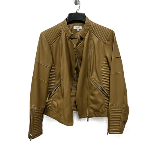 Jacket Moto By Calvin Klein In Brown, Size: L