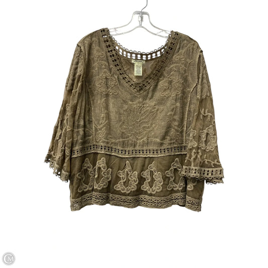 Top 3/4 Sleeve By Ultra Pink In Brown, Size: Xl