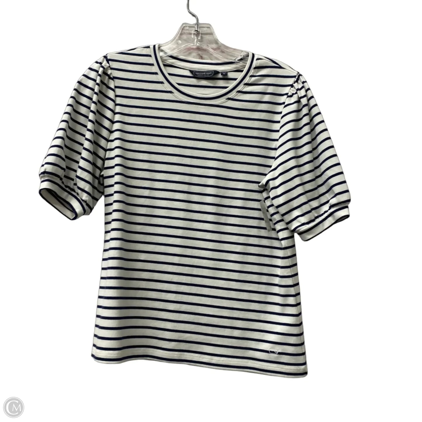 Top Short Sleeve By Vineyard Vines In Blue & White, Size: M