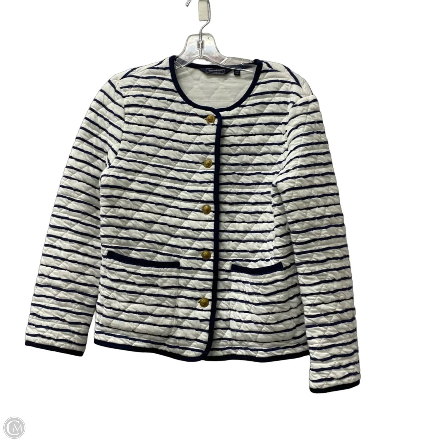 Cardigan By Vineyard Vines In Blue & White, Size: S