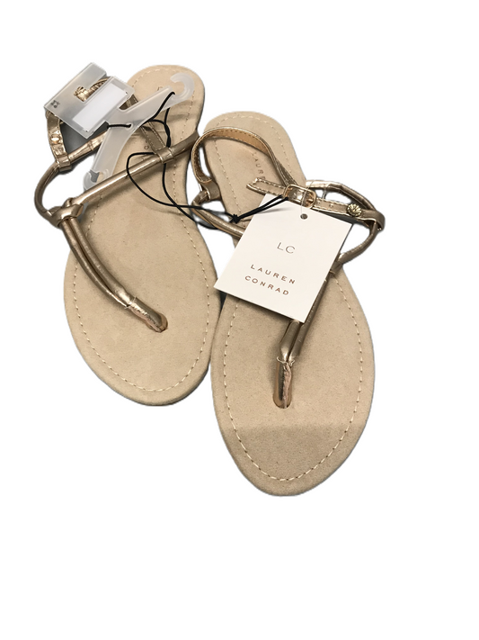 Gold Sandals Flats By Lc Lauren Conrad, Size: 8
