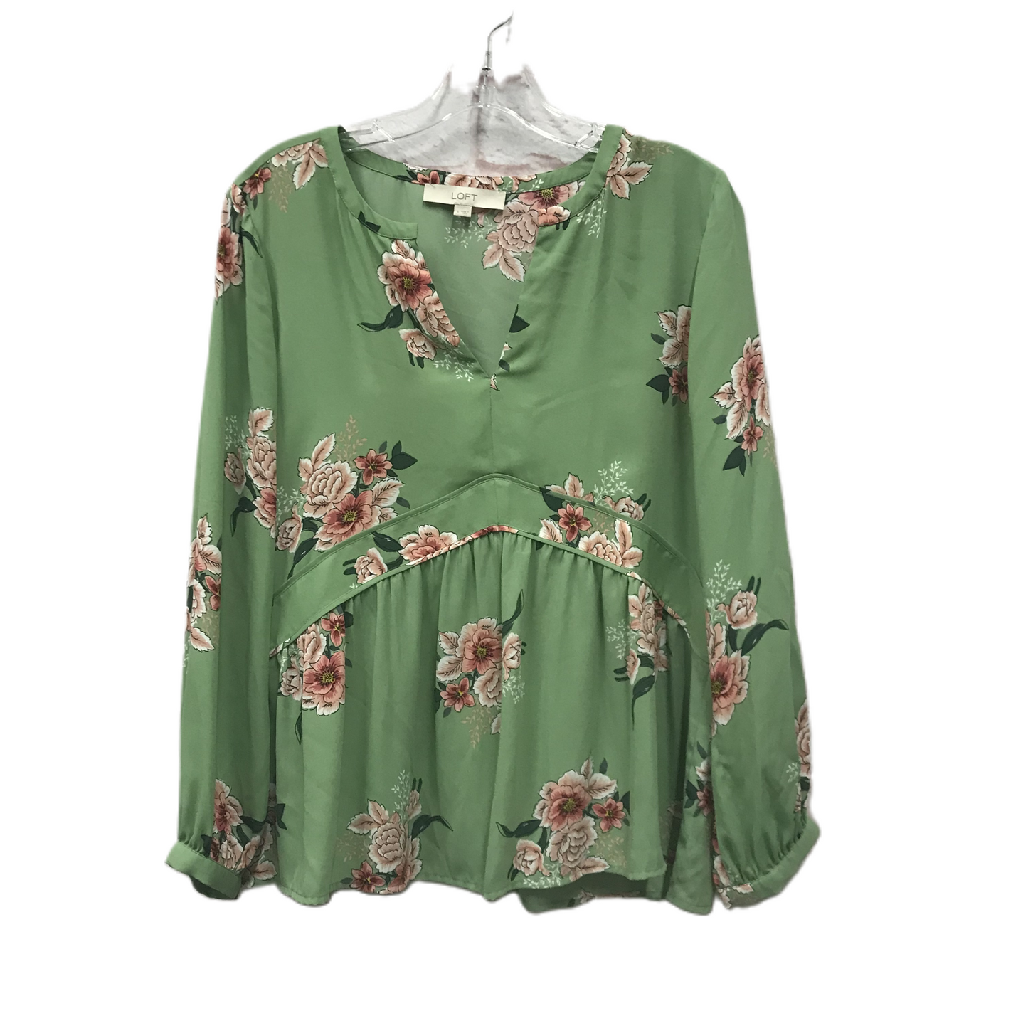 Green Top Long Sleeve By Loft, Size: S