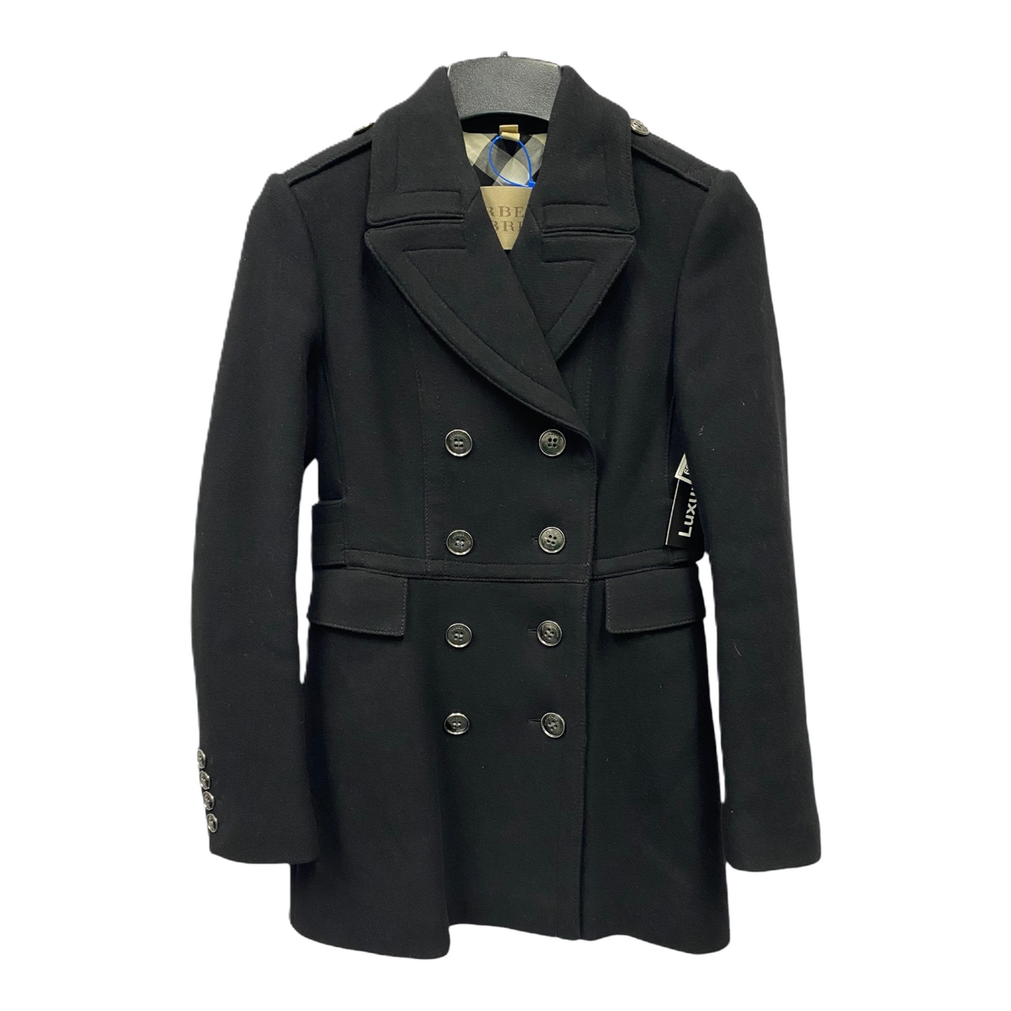 Coat Luxury Designer By Burberry In Black, Size: S