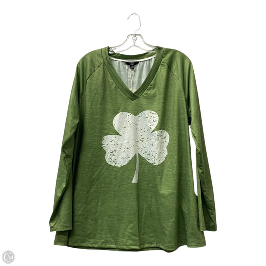Top Long Sleeve By shall we  In Green, Size: 2x