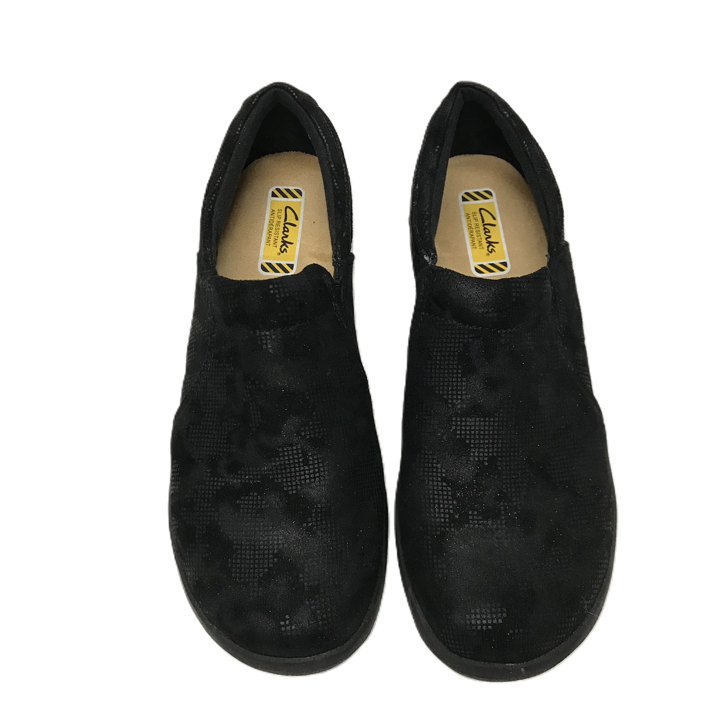 Black Shoes Flats By Clarks, Size: 7.5