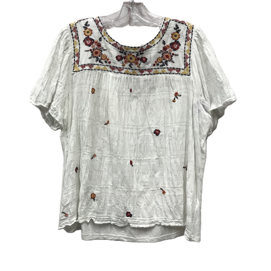 White Top Short Sleeve By Knox Rose, Size: L