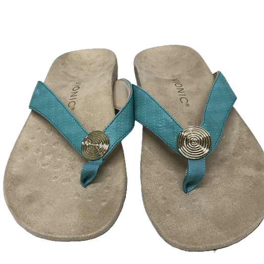 Teal Sandals Flats By Vionic, Size: 8