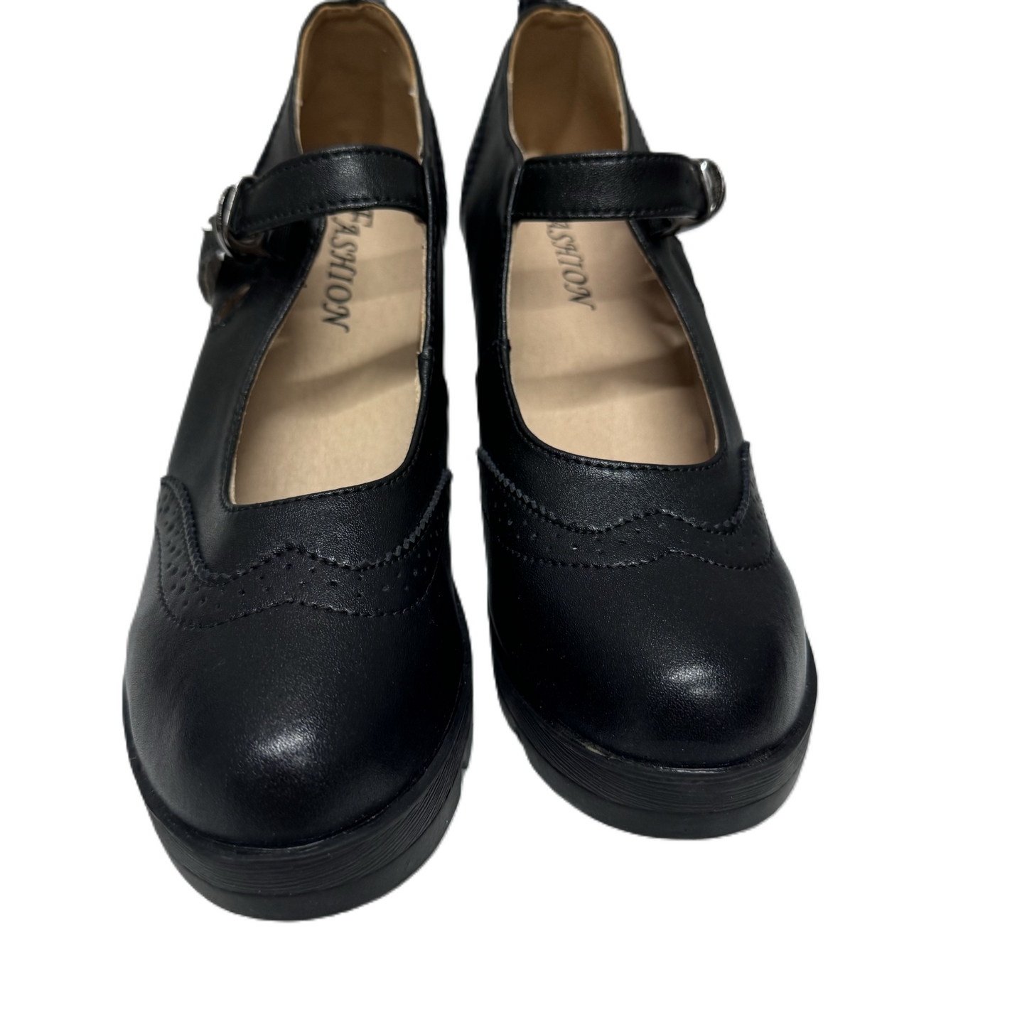 Black Shoes Heels Block By Dadawen, Size: 9.5