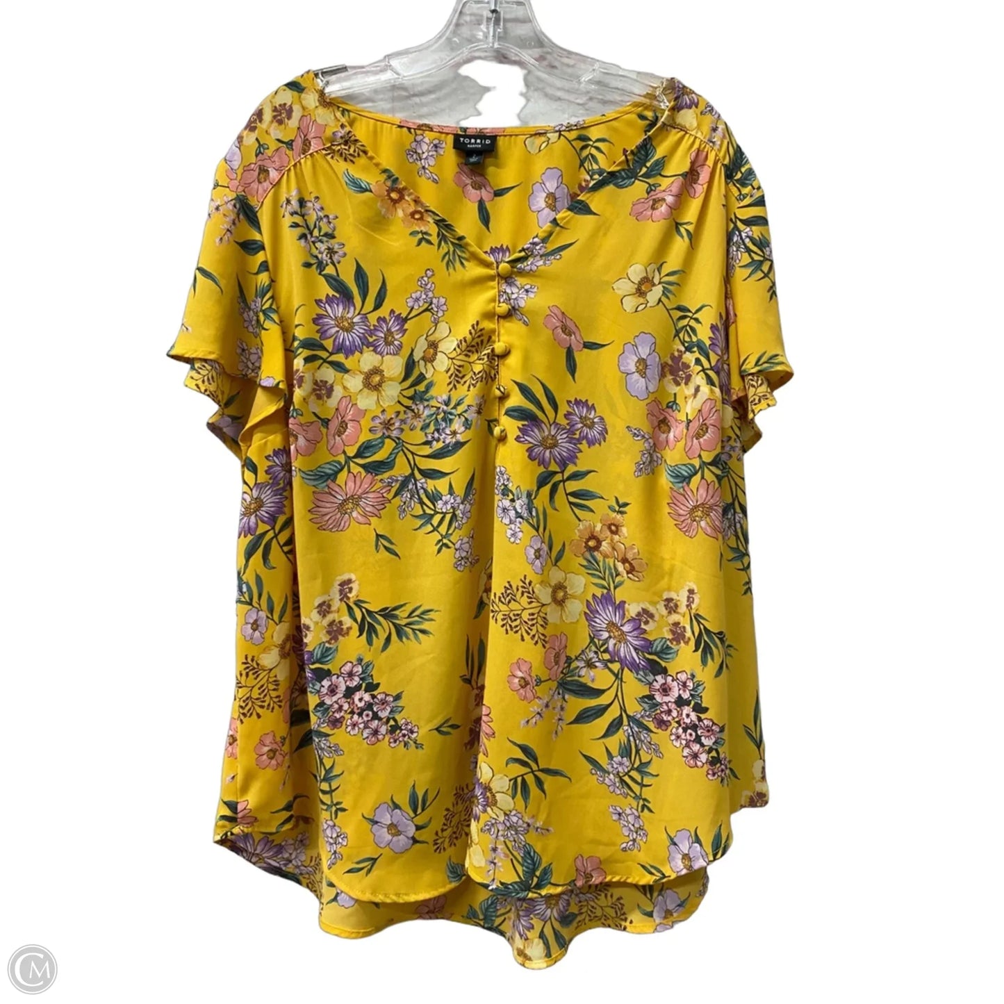 Top Short Sleeve By Torrid In Yellow, Size: 2x