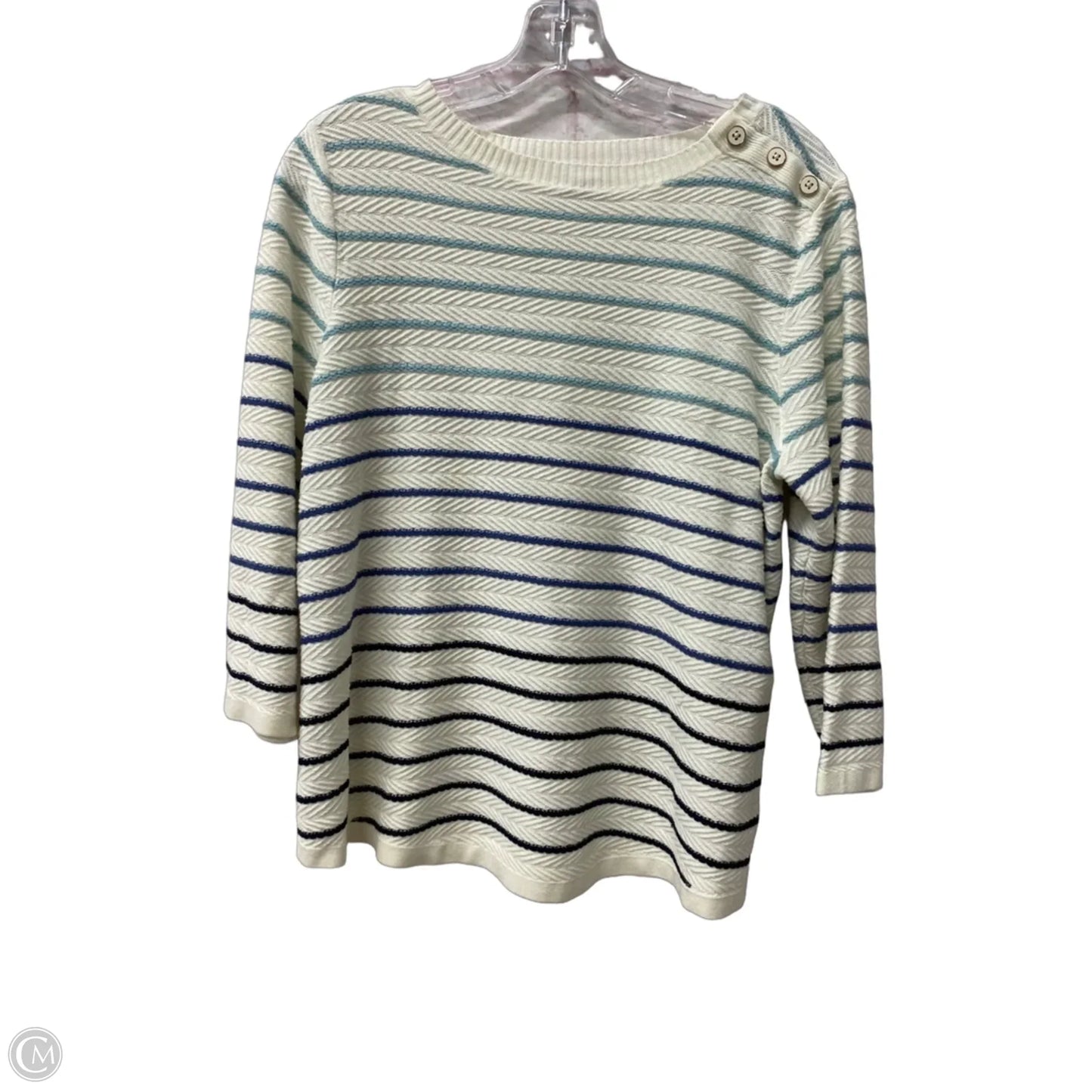 Top Long Sleeve By Croft And Barrow In White, Size: L
