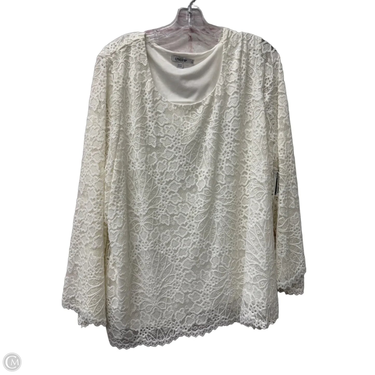 Top Long Sleeve By Chicos In White, Size: 1x