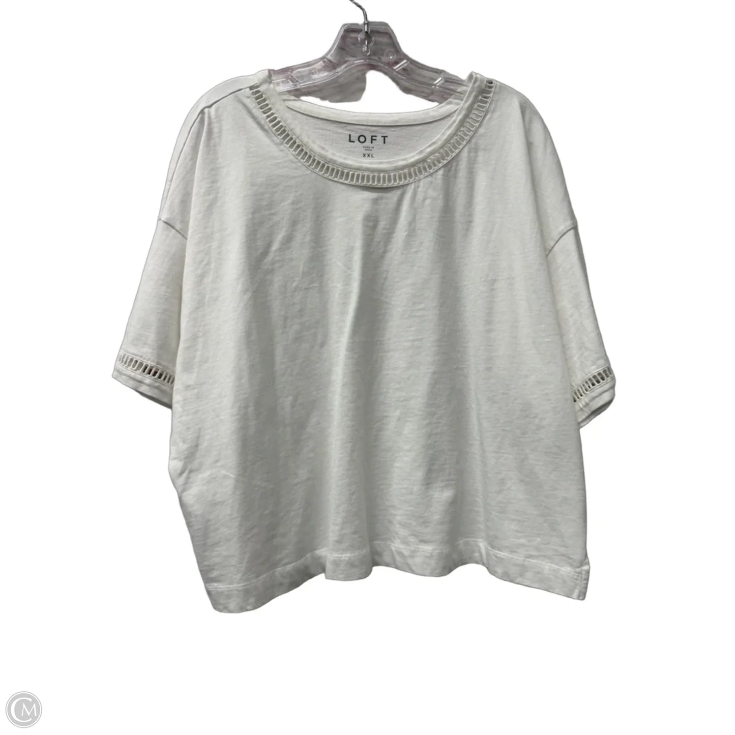 Top Short Sleeve By Loft In White, Size: 1x