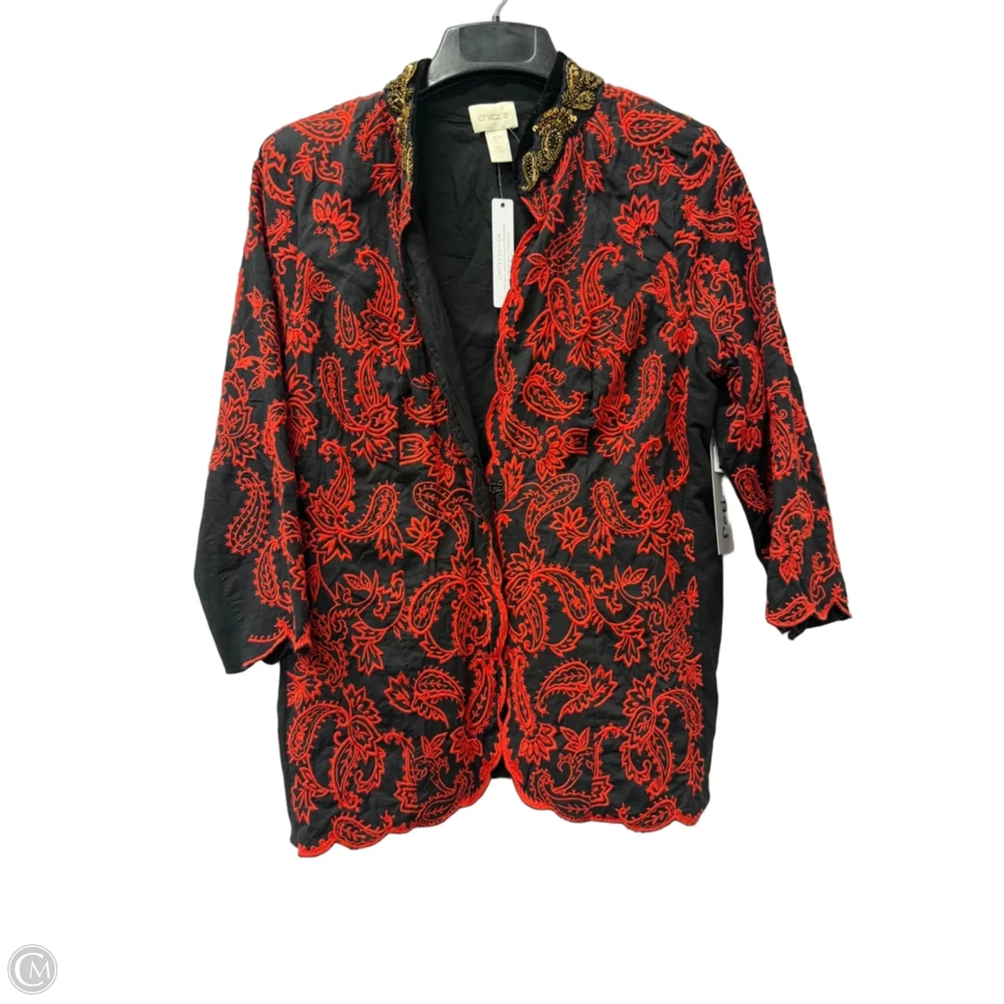 Blazer By Chicos In Black & Red, Size: Mp
