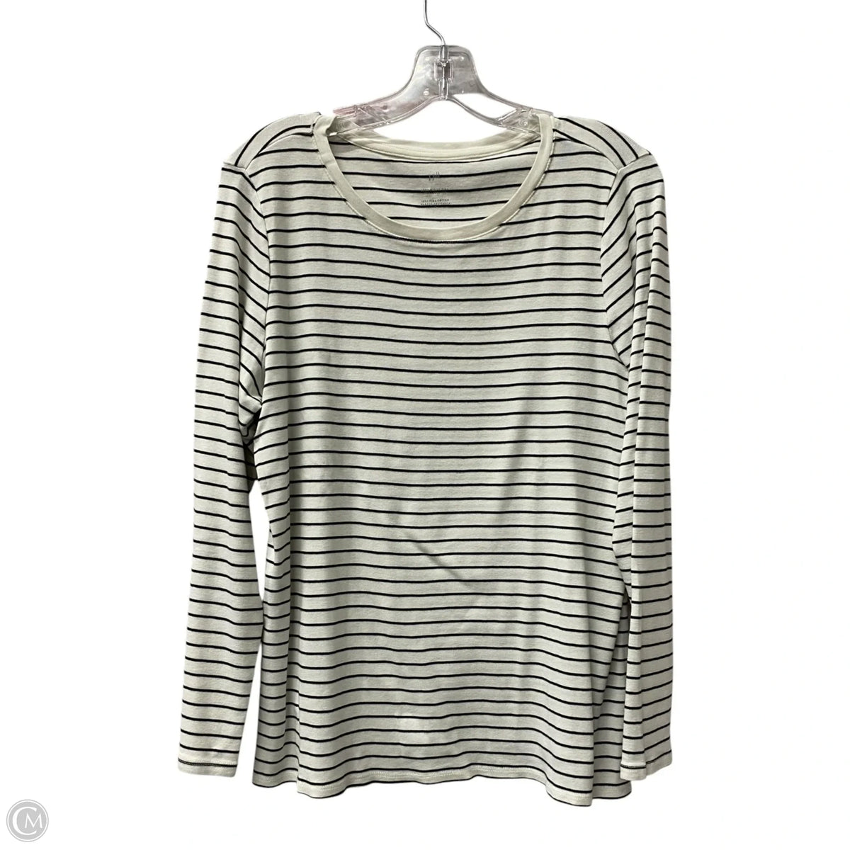 Top Long Sleeve Basic By J. Jill In Black & White, Size: L