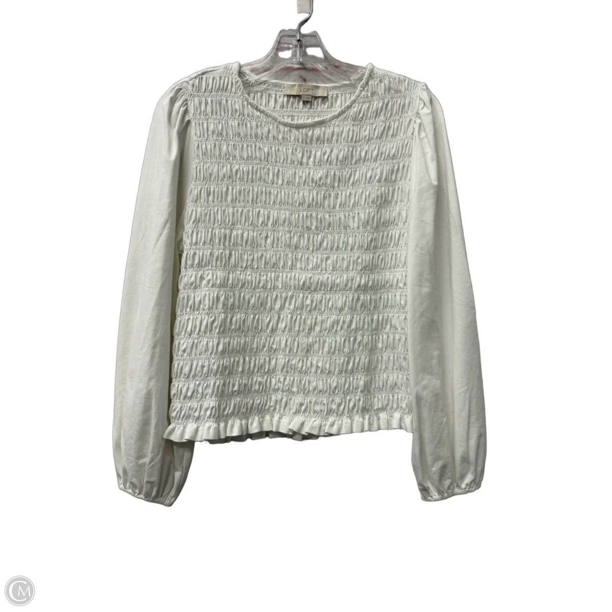 Top Long Sleeve By Loft In White, Size: L