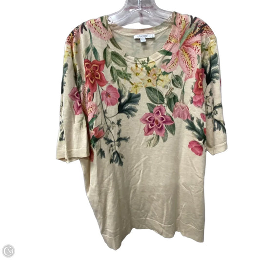 Top Short Sleeve By Chicos In Cream, Size: 1x