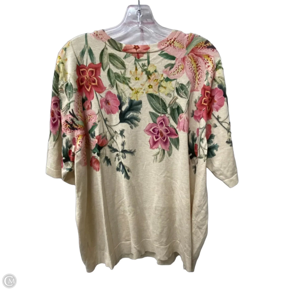 Top Short Sleeve By Chicos In Cream, Size: 1x