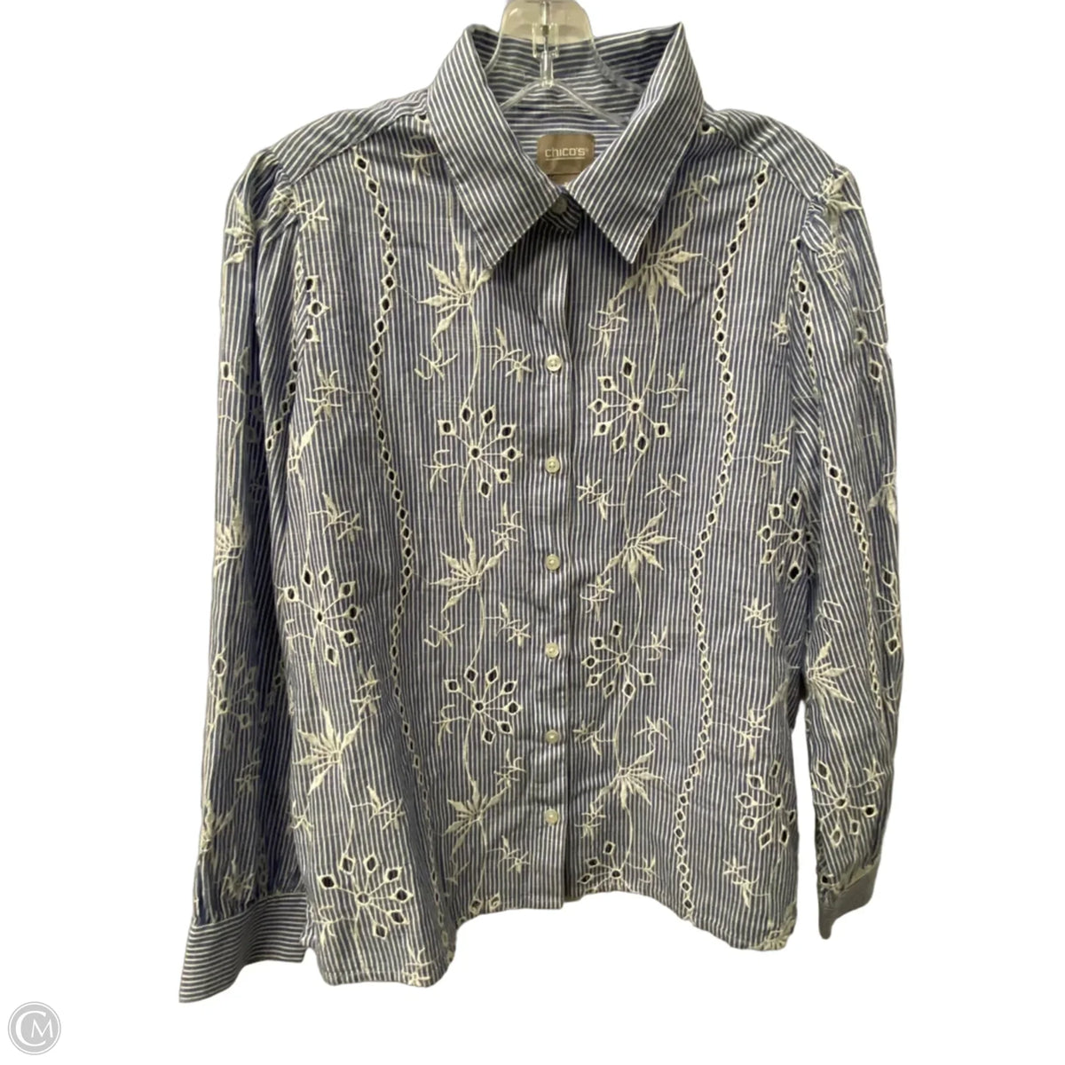 Top Long Sleeve By Chicos In Blue, Size: M