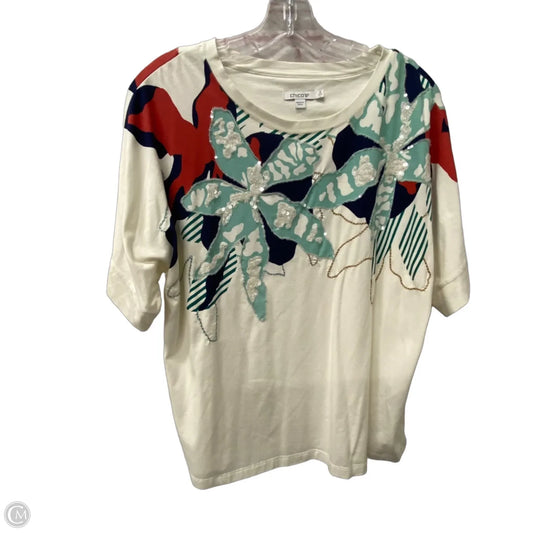 Top Short Sleeve By Chicos In White, Size: L
