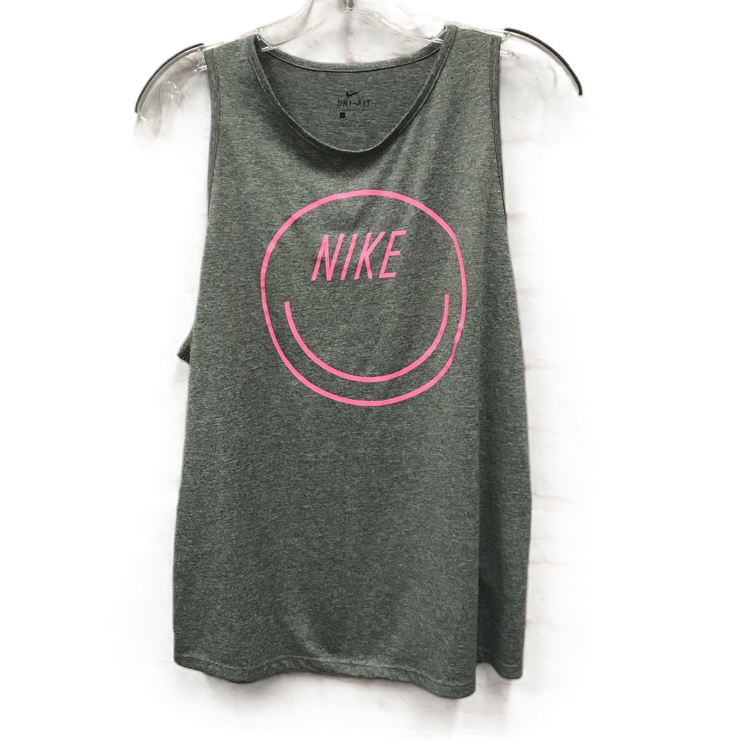 Grey Athletic Top Short Sleeve By Nike, Size: L