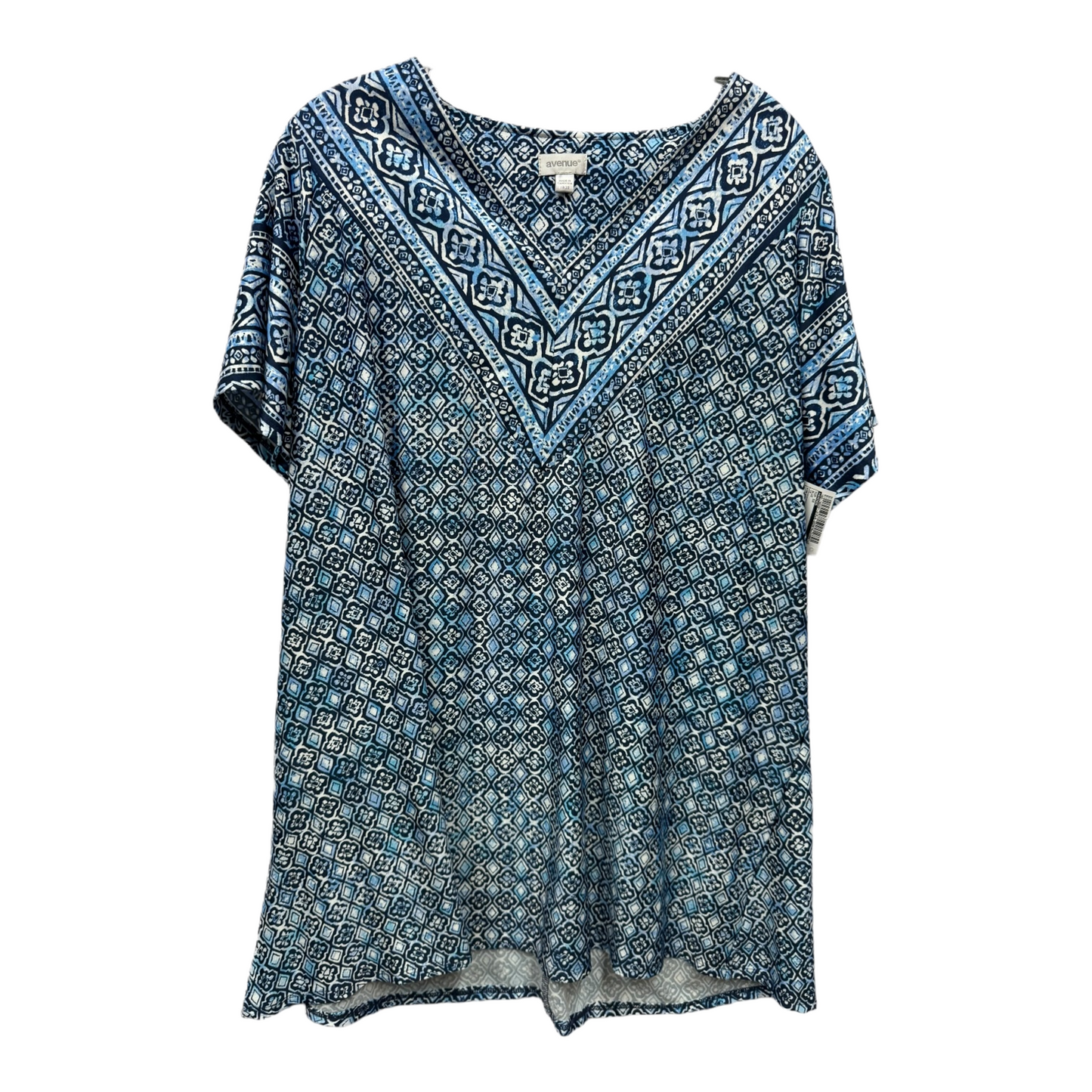 Blue Top Short Sleeve By Avenue, Size: 1x