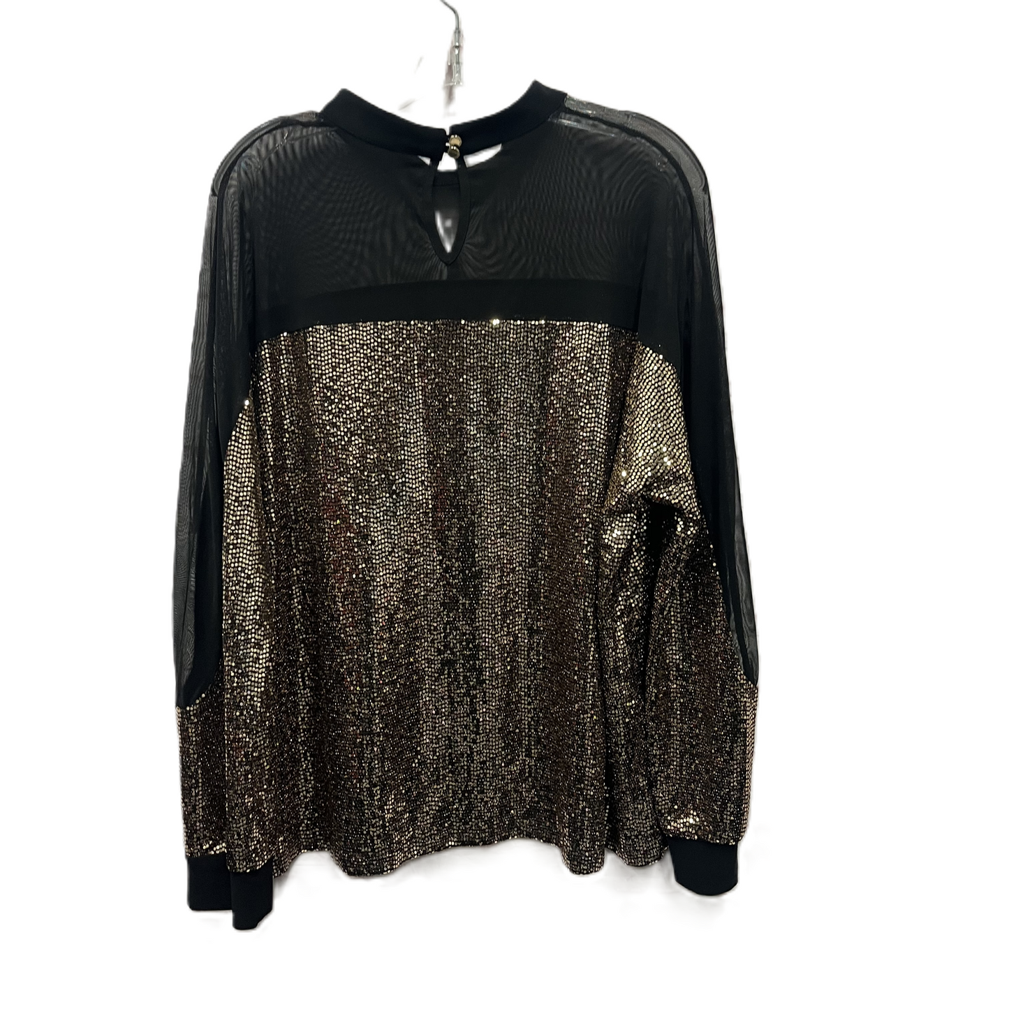 Top Long Sleeve By Nine West In Black & Gold, Size: Xl