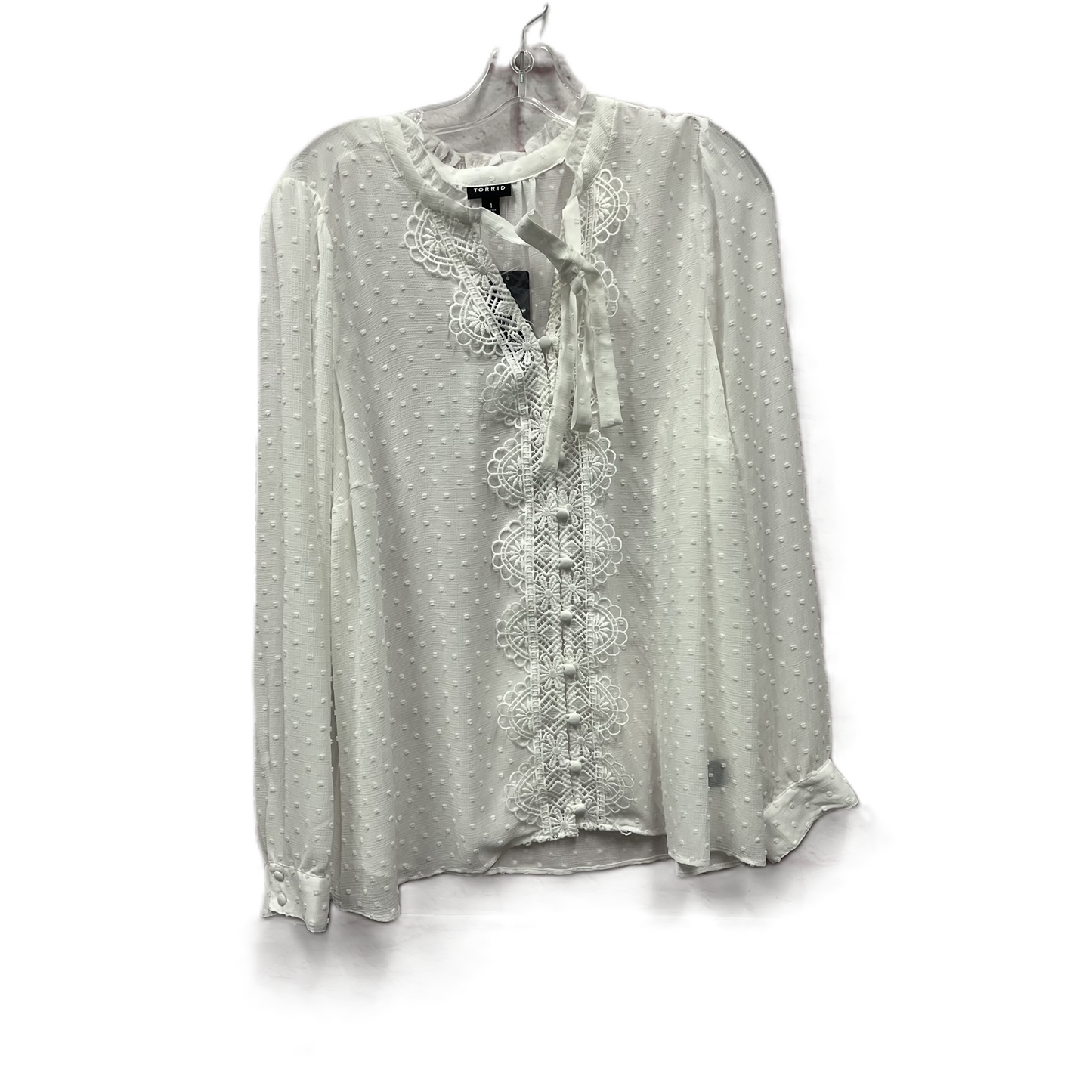 Top Long Sleeve By Torrid In White, Size: 1x