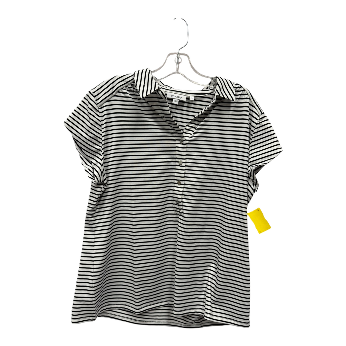 Top Short Sleeve By Chicos In Black & White, Size: L