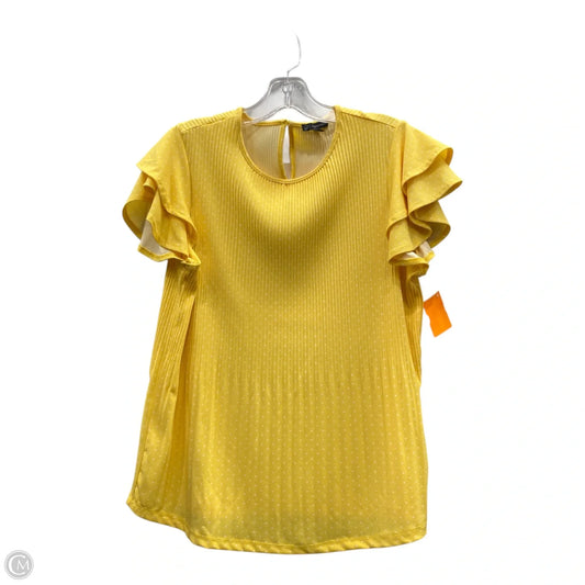 Top Short Sleeve By Adrianna Papell In Yellow, Size: S