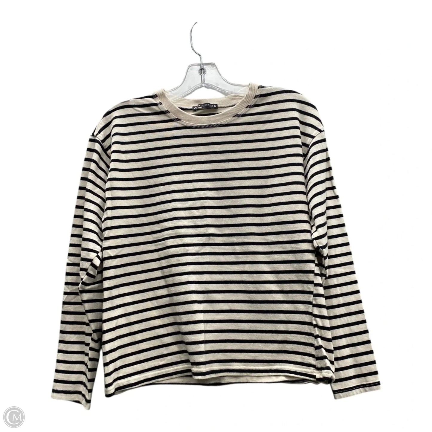 Top Long Sleeve By Zara In Black & White, Size: S