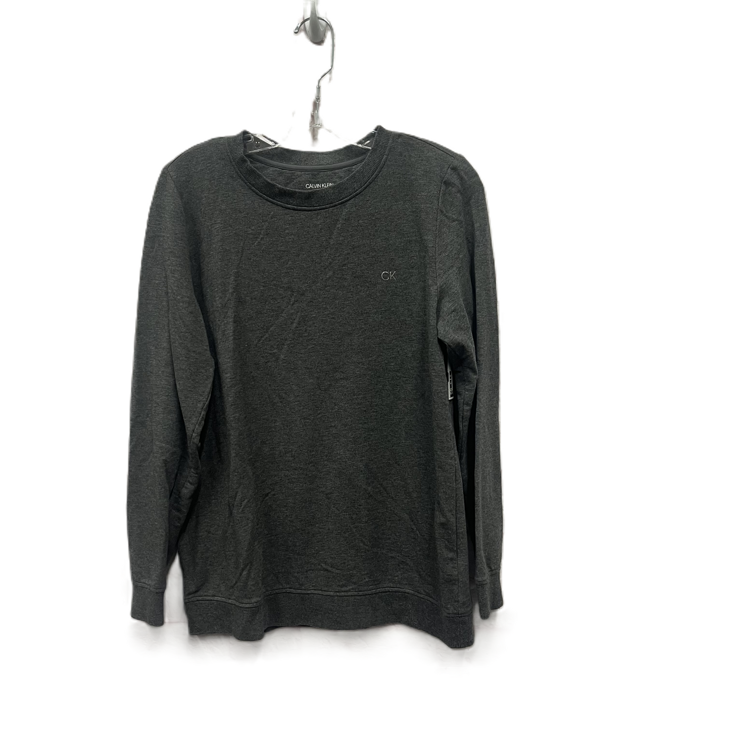 Top Long Sleeve By Calvin Klein In Grey, Size: S