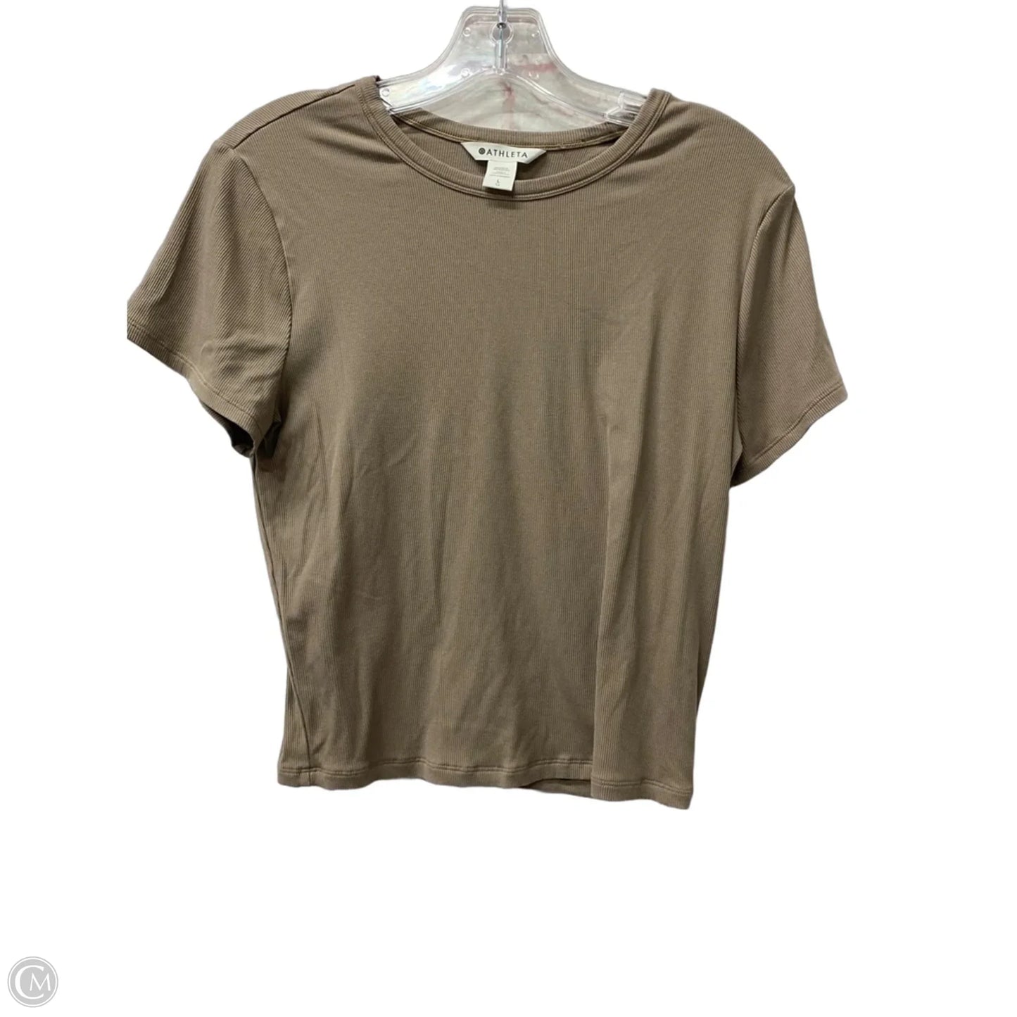 Athletic Top Short Sleeve By Athleta In Taupe, Size: L