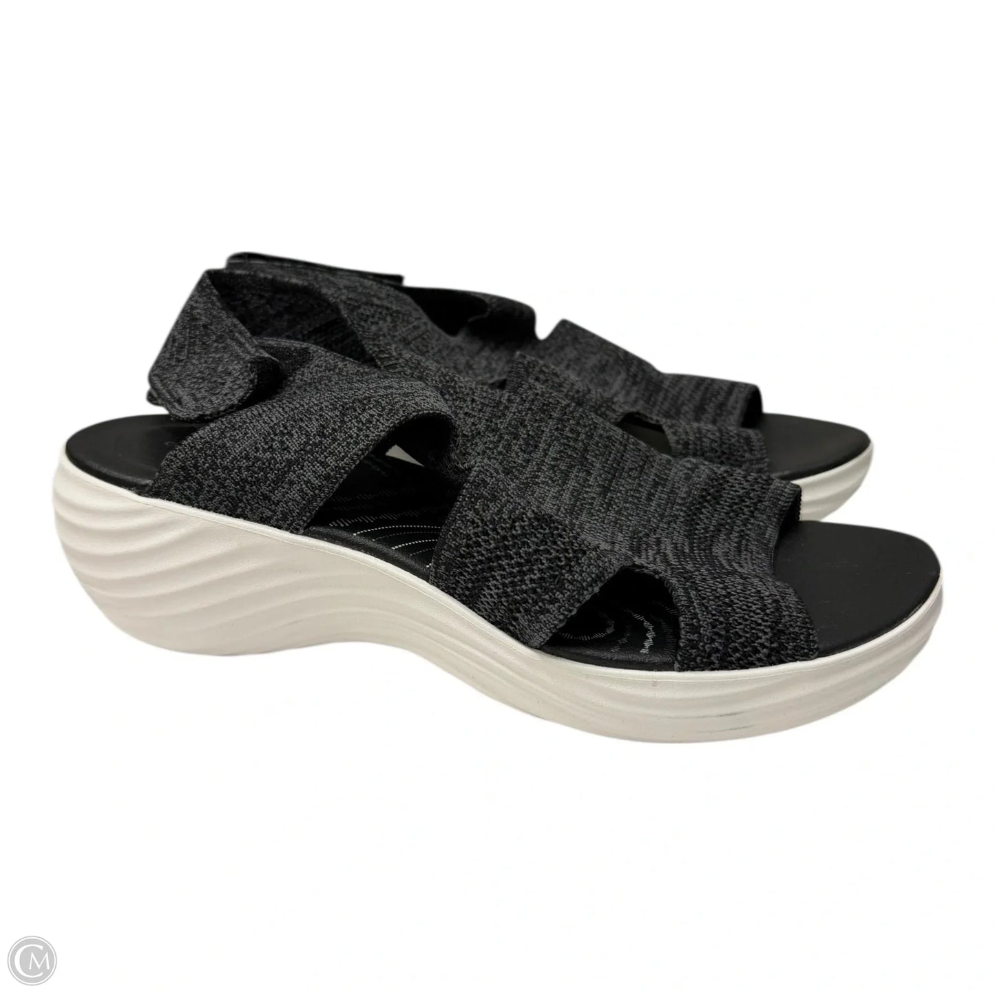 Sandals Heels Platform By Clarks In Black & Grey, Size: 9.5