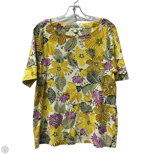Top Short Sleeve By Chicos In Yellow, Size: L