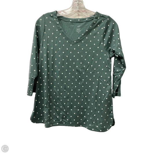 Top 3/4 Sleeve By J. Jill In Green & White, Size: Sp