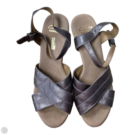 Sandals Heels Wedge By Clarks In Tan, Size: 8