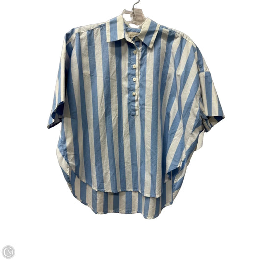 Top Short Sleeve By Loft In Blue & White, Size: Xxsp