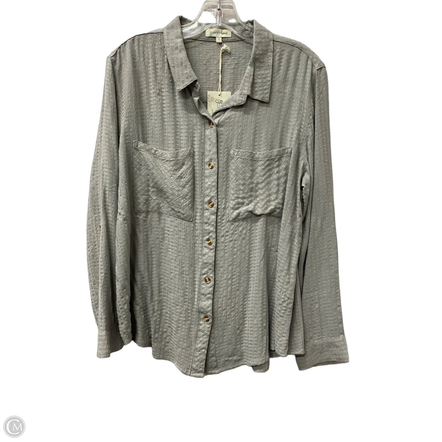 Top Long Sleeve By Grace & Lace In Grey, Size: S